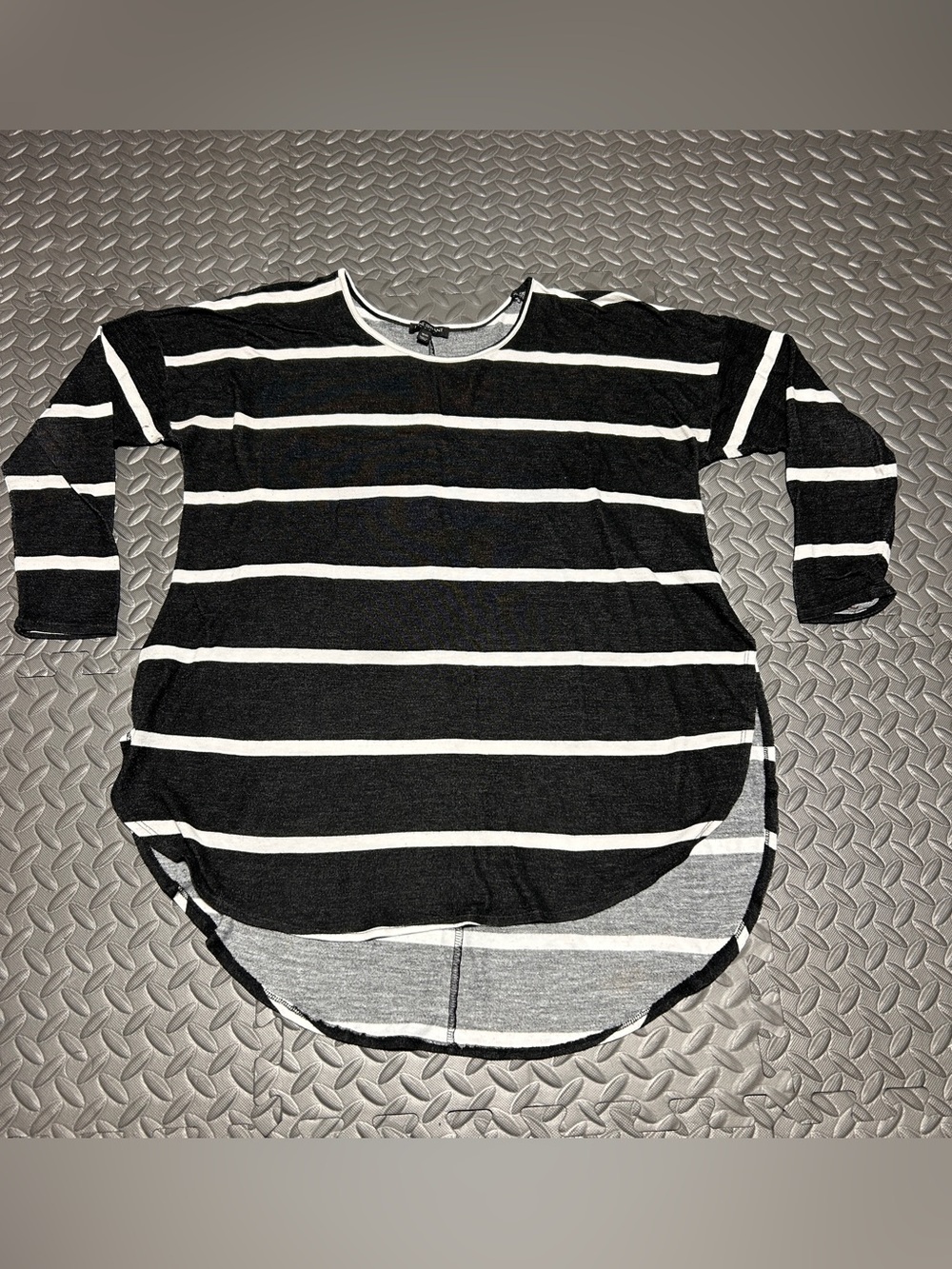Lane Bryant Black and White Striped Long Sleeve Tee
